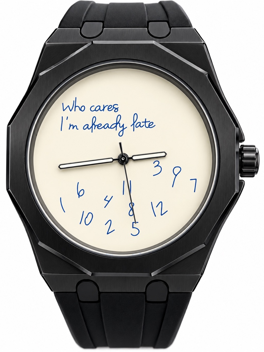 Who Cares I’m Already Late dial watch Royal Oak style White dial